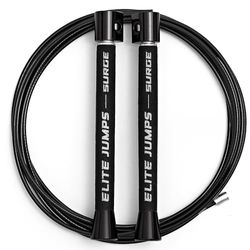 EliteSRS Corda per Salto di velocità a Regolazione Automatica, Rapida e Liscia, 3/32 "con Rivestimento in Nylon con Impugnatura in Alluminio con Doppio Cuscinetto a Sfera da 1 oz Nera