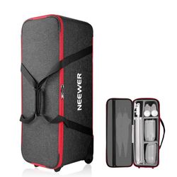 Neewer Trolley per attrezzature da studio fotografico, borsa a treppiede con rotelle/cinghie/scomparto imbottito/maniglia per stand luce, stroboscopio, accessori fotografici, Rosso, 96x39x31cm,