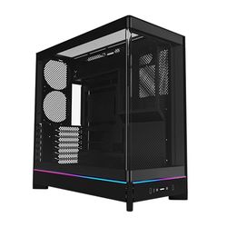 MONTECH HS02, ATX - Carcasa de PC de Torre Media, PC para Juegos, Flujo de Aire Alto, diseño Reversible, Panel Frontal de Vidrio Templado Curvado Resistente, diseño de hundimiento, Paneles sin