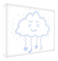 Feel Good Art – Bloc en bois blanc, décoration de chambre d'enfant, nuage de sommeil, 12,5 x 12,5 cm, couleur bleu pâle