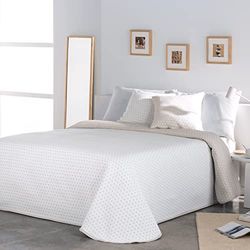 VIALMAN Colcha Bouti Leve Sofia, 26 para cama de casal de 150 cm, tamanho colcha 250 x 270 cm, cor bege