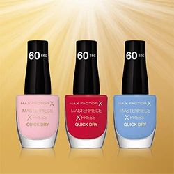 Masterpiece Icon Collection – Max Factor 60 Second Quick Dry Nail varnish pack of 3, 210 Made Me Blush, 310 She’s Reddy, 855 Blue Me Away