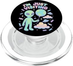 Diseño espacial Alien Kawaii en colores pastel PopSockets PopGrip para MagSafe