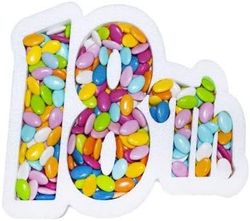 Porta Confetti scritta 18th Compleanno Misura 40 x 30 cm. Contenitore Vassoio, Decorazione per Feste, Artigianale, Handmade