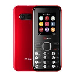 TTfone TT150 Celular Básico Libre con Bluetooth, Batería de Larga Duración, Dual SIM con Cámara y Juegos, Fácil de Usar, Robusto y Ligero (Rojo, Cable USB)