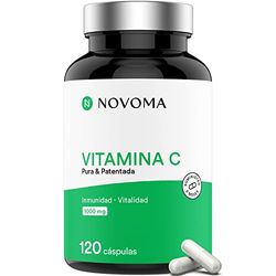 Vitamina C 1000mg | Tono y Vitalidad | Vitamina C Pura Quali-C (Ácido L-Ascórbico) | 120 cápsulas | Fabricado en Francia | NOVOMA (ex Nutrivita)