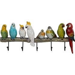 Kare Design Porte Manteau Murale Oiseaux Exotiques, Multicolore, Cintre Acier Laqué, Animal, 5 Patères, Vestiaire Entrée, Deco Interieur, Decoration Chambre, Couloir, 24x54x7cm
