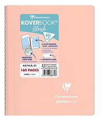 Clairefontaine 366779C Un quaderno a spirale Koverbook Blush Corail - A5 14, 8x21 cm - 160 pagine a righe, es - Carta bianca 90 g - copertina in polipropilene avvolgente