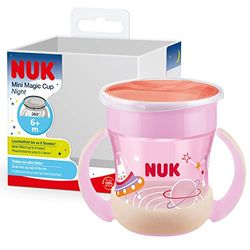 NUK Mini Magic Cup Silicone Drinking Cup with Luminous Effect 6+ Months 160 ml Leak-Proof 360° Drinking Rim Ergonomic Handles BPA-Free Rabbit (Pink) 10255666
