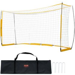 VEVOR But de football portable, 1828x3657 mm, cage de football pour enfants, filet de football avec sac de transport, structure en acier et fibre de verre, pour entraînement dans l’arrière-cour, jaune