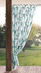 Eurofirany Garden Rideau Extérieur avec Onglet en Haut - 1 pc. Rideau Imperméable, Coupe-Vent, Fermeture Velcro, Rideau pour Pergola, Gazebo, Terrasse, Pavillon, 155x260 cm, Imprimé Vert