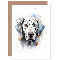 Artery8 Dalmatian Lovers Gift Watercolour Pet Portrait Painting Artwork Sealed Greeting Card Plus Envelope Blank inside