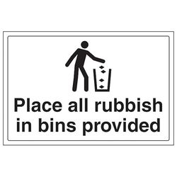 V Safety Place Rubbish In Bins Provided Grand paysage 400 x 300 mm Panneau de sécurité en aluminium composite 3 mm