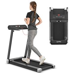 COSTWAY Loopband inklapbaar, elektrische wandelpad voor thuis, 0,75 pk elektromotor, 3 modi en 12 programma's, led-display, snelheid 0-12 km/u, app-gecontroleerd, bluetooth-luidspreker