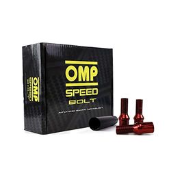 OMP SPEED Set of 20 Wheel Screws with Metric M12 x 1.5 Wrench 17/19 Long Threaded 27 mm Red and Material DIN 10.9