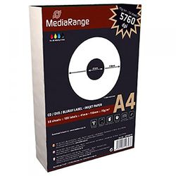 MediaRange mrink131 White 100pc (S) – Self-Adhesive Label (White, 100 pc (S), 50 Sheets, Box)