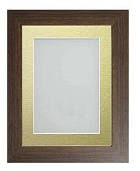 Frame Company Watson Brown Picture Photo Frame fitted with Perspex, 8x8 inch with Gold Mount for image size 5x5 inch
