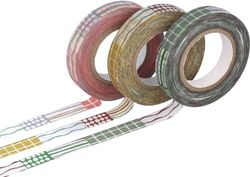 Classiky Set met 3 Masking Tape Washi textiel, verschillende kleuren, 8 mm x 15 m.