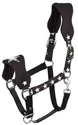 PFIFF 102554 Licol en plastique polaire brodé Motif étoiles Noir Poney