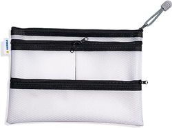 HERMA 20295 Universal Bag A5 with Zip, Transparent (26 x 20 cm) Large Lockable Handbag Organiser with Zip and 4 Separate Pockets, Storage Bag in Black