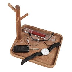 Ciotola per chiavi per tavolo d'ingresso, vassoio in legno, vassoio per profumi, 3 ripiani in legno per chiavi, anelli, portafogli, gioielli, telefono e molto altro ancora