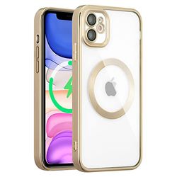 QLTYPRI Custodia trasparente per iPhone 12, Bordo placcato Morbido Sottile Trasparente TPU Paraurti Custodia Telefono Antiurto per iPhone 12 -Oro