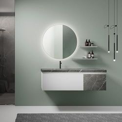 Talos Specchio da bagno a LED rotondo CESA Shine in oro opaco, Ø 60 cm, luce bianca neutra, adatto per ambienti umidi grazie al telaio in alluminio
