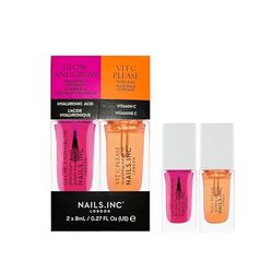 Nails.INC Mini Nail Treatment Duo, Includes Glow and Grow Nail Growth Treatment and Vit C Please Nourishing Cuticle Oil, With Active Skincare Ingredients to Promote Nail Health, Cruelty Free, Vegan