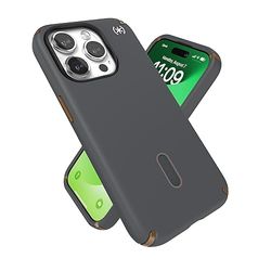 Speck iPhone 15 Pro-hoesje - ClickLock No-Slip Interlock, gebouwd voor MagSafe, valbescherming - krasbestendig, zacht aanvoelend, 6,1 inch telefoonhoesje - Presidio2 Pro Houtskoolgrijs/Cool Brons/Wit