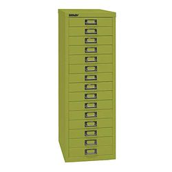 BISLEY MultiDrawer Série 39, DIN A4, 15 tiroirs, métal, 604, Vert, 38 x 27,9 x 86 cm