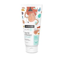 Suavinex, Gel - Schampo för pojkar och flickor i åldrarna 3–10 år, allergenfri badgel, utan parabener, inga silikoner, lämplig för känslig hud, kliar inte i ögonen, 95% ingredienser naturligt