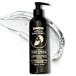 Beard Wash Shampoo Natural Vegan Deep Cleansing Conditioning Hydrating Itch Free Beard & Skin Refreshing Peppermint Lemon & Cinnamon Fresh Infusion SLS SLES Paraben Free Anti Frizz 250ml