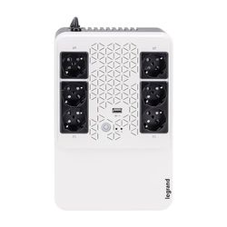 LEGRAND - Keor - Onduleur multiplug - 6 Prises 2P+T - Port de Charge USB - Régulateur de Tension Automatique + disjoncteur - 600VA 360W -Autonomie 15 Minutes