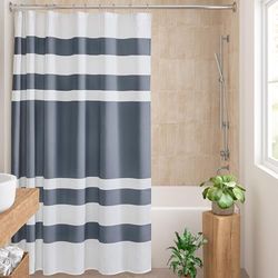 Madison Park Spa Rideau de Douche Extra Long en Tissu gaufré de qualité Spa, Moderne, pour Salle de Bain,182,9 x 213,4 cm, Bleu Indigo