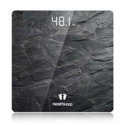 Healthkeep Digital personvåg, våg med hög precision med step-on-teknik, tunn design, maxvikt. 180 kg/400 kg, marmorgrå