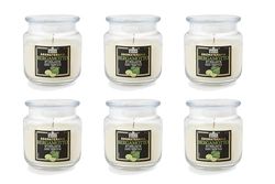 6 geurkaarsen in middelgroot glas, 100% plantaardige was, veganistisch, brandduur tot 80 uur, aromatherapie, bergamot, stimulerend, geproduceerd in Italië Cereria Di Giorgio
