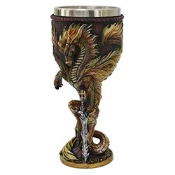 Nemesis Now Ruth Thompson Flame Blade Red Fire Dragon Goblet Glass, 17.8cm