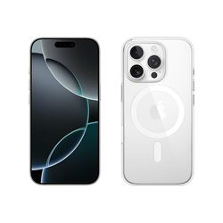 Apple iPhone 16 Pro (128 GB) - Wit titanium + Doorzichtig hoesje met MagSafe