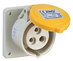 16 A, 110 V, gniazdo CEE do montażu panelowego, 2P+E, żółte, IP44