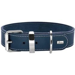 HUNTER Aalborg Special Hondenhalsband, leer, duurzaam en comfortabel, donkerblauw, maat 40 (S)