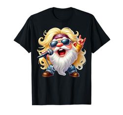 Cool Rockin Dad Gnome Grandpa Graphic With Rocker Hands Maglietta