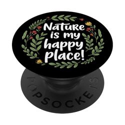 nature is my happy place colorful flowers vintage leaves art PopSockets Adhesive PopGrip