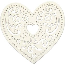 Filigree Heart, W: 7,5 cm, 250 g, white, heart, 18pcs