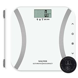 Salter 9173 WH3R Ultimate Accuracy Analyser Scale, Weights Body Fat/Water, Muscle Mass, BMI and BMR, 50 g Increments for Precise Readings, 12 User Memory, Athlete/Child Mode, 180KG Max Capacity, White