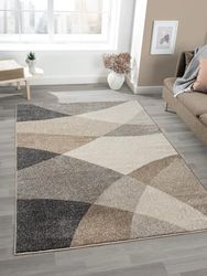 Mia's Tapis « Mosaix » Tapis Moderne à Poils Courts et denses - pour Salon et Chambre à Coucher - avec Contours découpés - Motif géométrique - À Carreaux - Beige - 120 x 160 cm