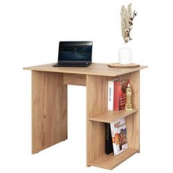RICOO Bureau avec Rangement 82 x 76 x 60 cm WM089-EG Table Informatique Petit Chêne Marron