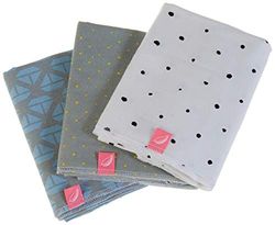 Flanellen doeken/flanellen luiers/babyonderleggers (set van 3) 70x80 cm, 100% natuurlijk katoen - Öko-Tex Standard 100, patroon: schepen blauw