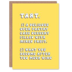 Artery8 Greeting Card Tart Dictionary Definition Fun Funny Cheeky For Her Woman Best Friend Birthday Card