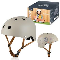 LIONELO Helmet - Kinderfietshelm – Maat S 50–56 cm – Veiligheidshelm met Kinbescherming – Creatief Ontwerp met Krijt en Stiften – ABS/EPS Constructie – Intertek Gecertificeerd