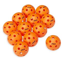 Fila Accessories - Pelotas de Pickleball para Interiores, tamaño reglamentario con 26 Agujeros (Naranja), Paquete de 12